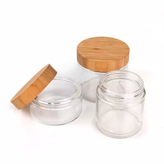 Umweltfreundliches 220 ml, 300 ml, 420 ml, 660 ml, 730 ml klares Vorratsglas mit Bambusdeckel