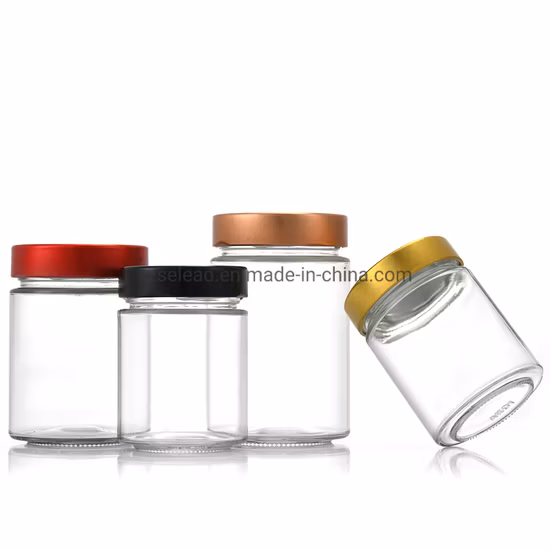 1 Unze, 6 Unzen, 8 Unzen, 9 Unzen, 16 Unzen, klares, gerades Ergo-Glas, Honigglas, Marmeladenglas, Flaschenglas mit silbergoldener Schraubkappe aus Metall