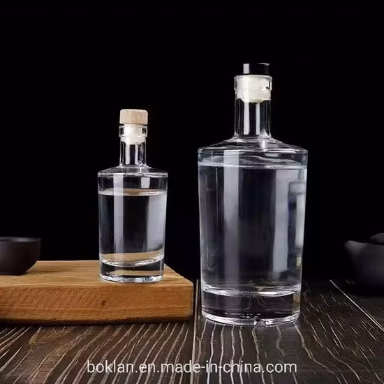 100 ml, 375 ml, 500 ml, 750 ml Likörglasflasche für Wodka Gin Whiskey Rum mit Korken