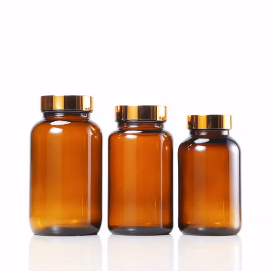 100 ml klare, bernsteinfarbene Tablette, pharmazeutische Glaskapselflasche für Pille