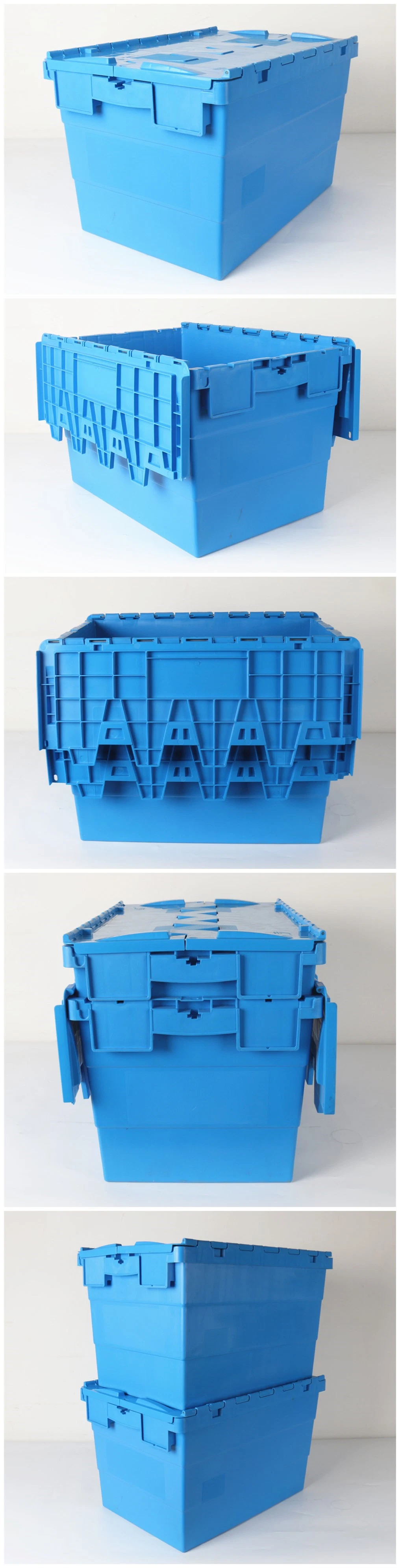 Factory Directly Sale Industrial Logistic Warehouse Plastic Tote Container with Hinged Lid