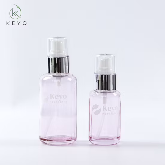 Hautpflege, transparent, rosa, 30 ml, 50 ml, 100 ml, Glasflasche, Verpackung, Lotion, Serum, Spray, Pumpflasche