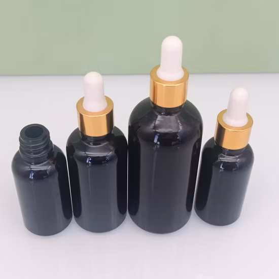 Serumverpackung, Hautpflegeflasche, Glasverpackung mit schwarzer Pipette