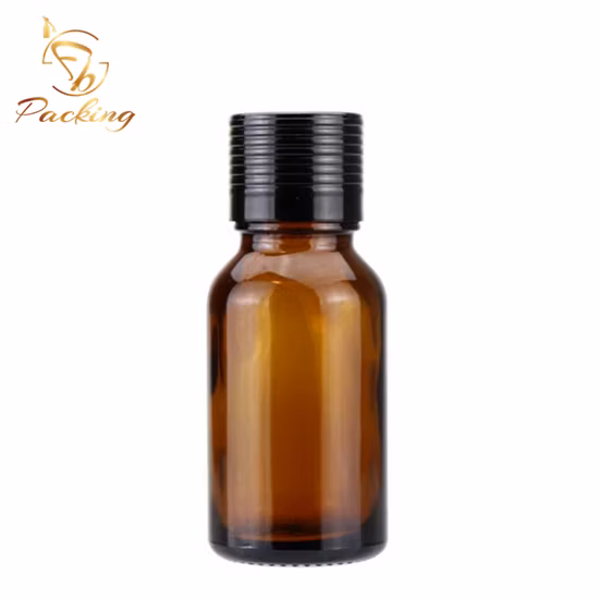Hochglänzende bernsteinfarbene Kosmetikflasche aus Glas, 15 ml, mit Tropfer