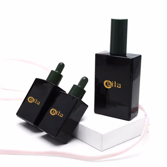 30 ml neues Design, luxuriöse Tropfflasche aus Glas für ätherische Öle, Hautpflege-Serum-Verpackung mit goldfarbenem Metall-Tropfer